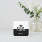 Afstuderen Naam Contact Info Zwart Wit Afstuderen Vierkante Visitekaartje (Staand voorkant)