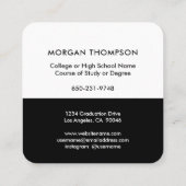 Afstuderen Naam Contact Info Zwart Wit Afstuderen Vierkante Visitekaartje (Achterkant)
