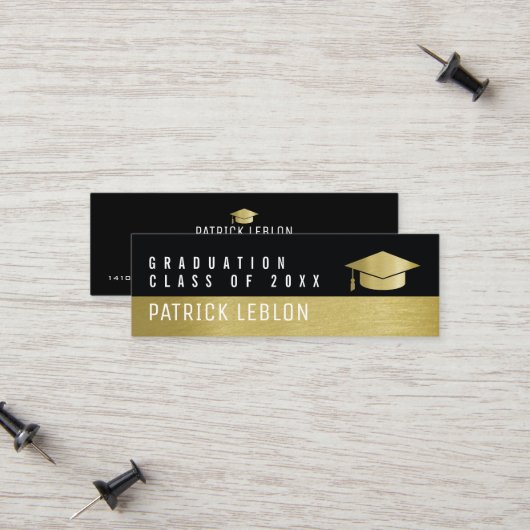 Afstuderen naam Elegante klasse van zwart & faux g Contactkaartje (Voorkant / Achterkant in situ)