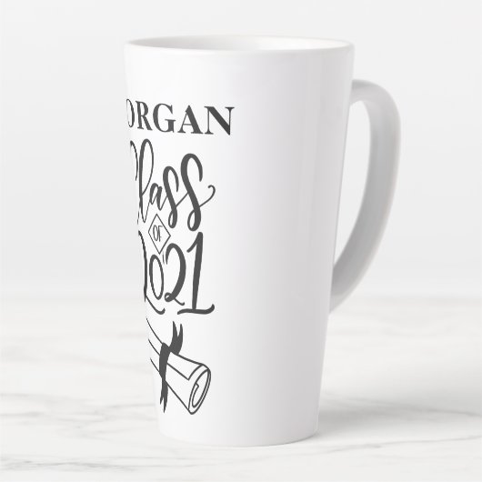 Afstuderen Naam Gepersonaliseerde Latte Mok (Rechterhoek)