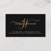 Afstuderen Naam Goud Monogram Zwart Insert Kaart Contactkaartje (Achterkant)