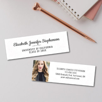 Afstuderen naam invoegen eenvoudige fotokaart contactkaartje