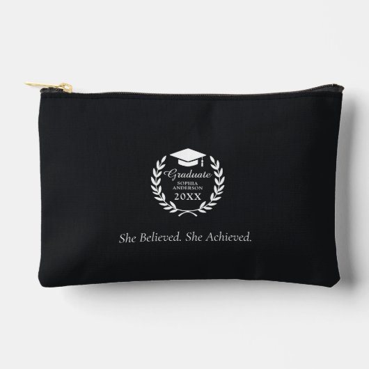 Afstuderen Naam & Jaar Embleem Laurel Krans Zwart Etui (Voorkant)