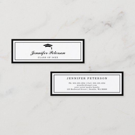 Afstuderen Naam Kaart Classic Script Invoegen Kaar Contactkaartje (Voorkant / Achterkant)