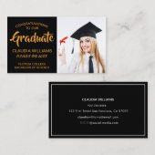 Afstuderen naam Kaart - Elegant Classic Insert Kaa Contactkaartje (Voorkant / Achterkant)