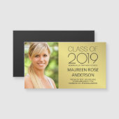 Afstuderen Naam Kaart Gold Foil Afstudeerder Foto  (Voorkant / Achterkant)