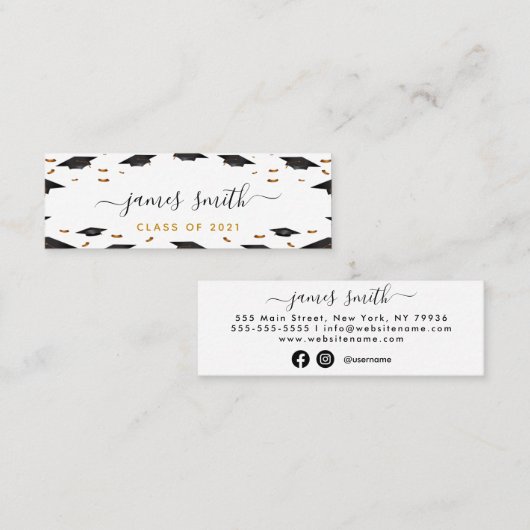 Afstuderen Naam Kaart & Hand getrokken klasse van  Mini Visitekaartje (Voorkant / Achterkant)