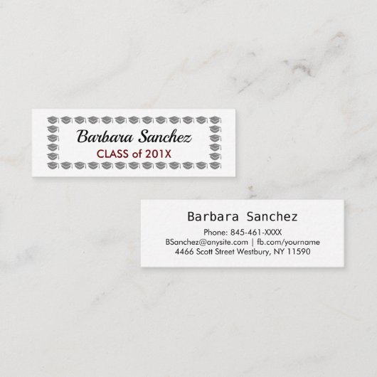 Afstuderen Naam Kaart Mini Visitekaartje (Voorkant / Achterkant)