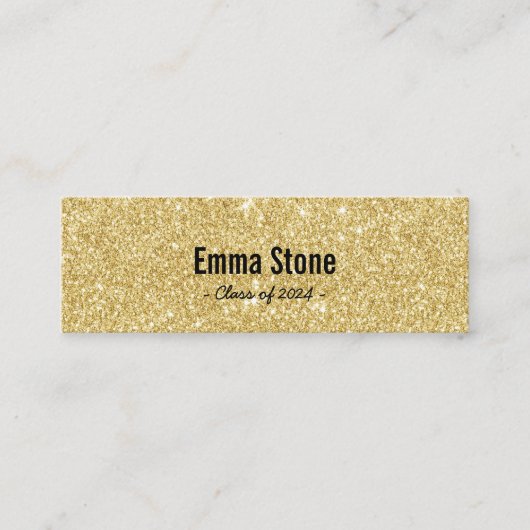 Afstuderen Naam Kaart Modern Gold Glitter Insert Contactkaartje (Voorkant)