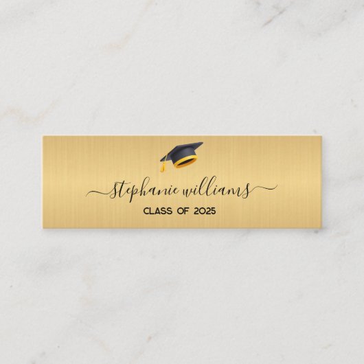 Afstuderen Naam Kaart Modern Script Insert Gold Contactkaartje (Voorkant)