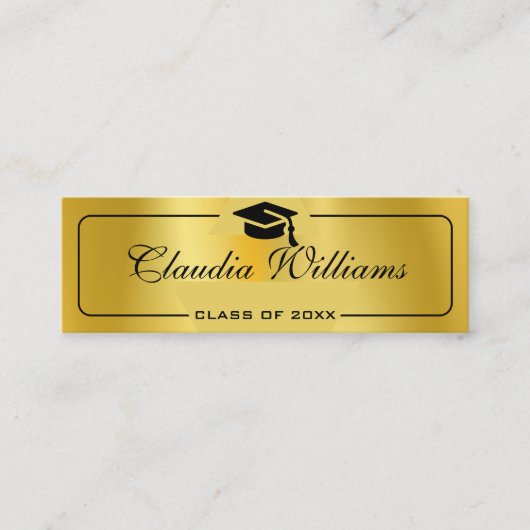 Afstuderen Naam Kaart Modern Script Insert Gold Contactkaartje (Voorkant)