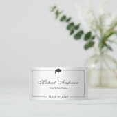 Afstuderen naam Kaart Namecard Silver Metallic loo Contactkaartje (Staand voorkant)