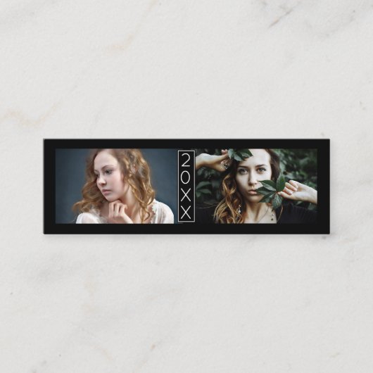 Afstuderen naam kaart Senior Jaar voegt foto Blk t Mini Visitekaartje (Voorkant)