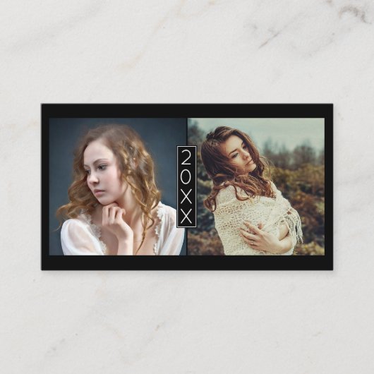 Afstuderen naam kaart Senior Jaar voegt foto Blk t Visitekaartje (Voorkant)