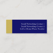 Afstuderen naam Kaart set, blauw/gouden toetsenbor Contactkaartje (Achterkant)