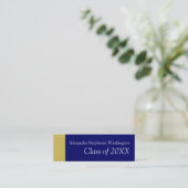 Afstuderen naam Kaart set, blauw/gouden toetsenbor Contactkaartje (Staand voorkant)