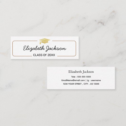 Afstuderen naam Kaart | Simple Script Insert-Kaart Contactkaartje (Voorkant / Achterkant)