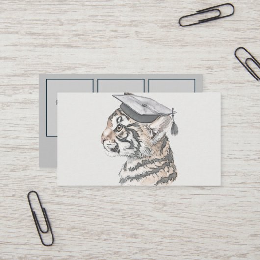 Afstuderen Naam Kaart | Voeg 3 foto's toe Visitekaartje (Voorkant / Achterkant in situ)