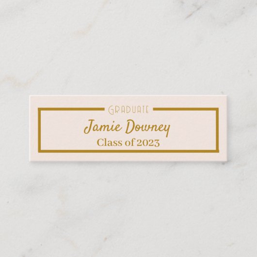 Afstuderen Naam Kaart | Zwart, roze en goud | Mode Mini Visitekaartje (Voorkant)