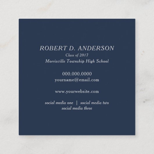 Afstuderen Naam Kaarten Gemakkelijk bewerken Vierk Contactkaartje (Achterkant)