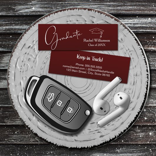 Afstuderen Naam Klasse Details Dark Maroon Contactkaartje