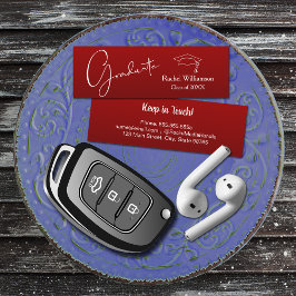 Afstuderen naam klasse details kardinaal rood contactkaartje