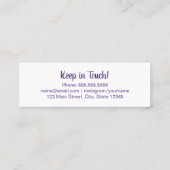 Afstuderen Naam Klasse Details Paarse Kaart invoeg Mini Visitekaartje (Achterkant)