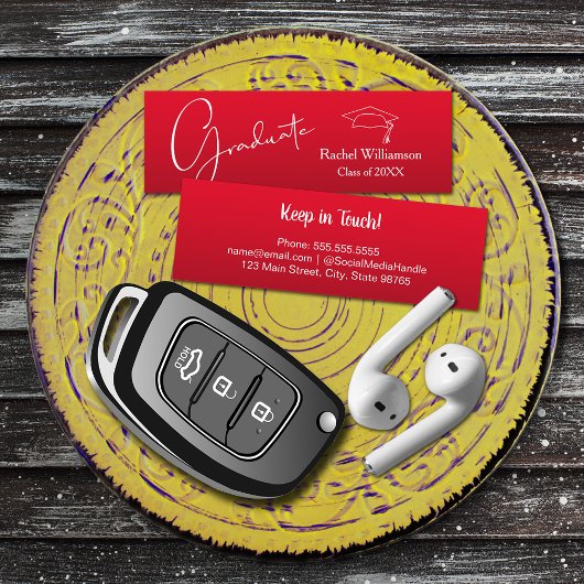 Afstuderen Naam Klasse Details Rood Contactkaartje