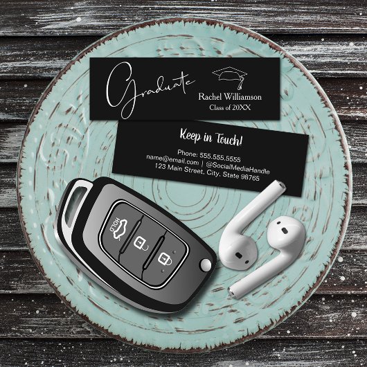 Afstuderen Naam Klasse Details Zwart Contactkaartje