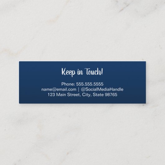 Afstuderen naam Navy Blue Contactkaartje (Achterkant)