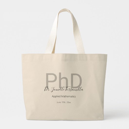 Afstuderen Naam PhD Afstuderen Grote Tote Bag (Achterkant)