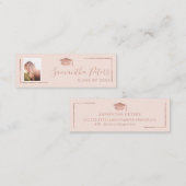 Afstuderen naam roos goud elegant zwart roze foto mini visitekaartje (Voorkant / Achterkant)