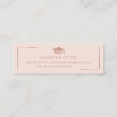 Afstuderen naam roos goud elegant zwart roze foto mini visitekaartje (Achterkant)