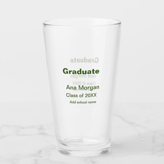 Afstuderen naam schoolnaam klasse van 20XX eenvoud Glas (Voorkant)