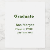 Afstuderen naam schoolnaam klasse van 20XX eenvoud Wijn Etiket (Enkel label)