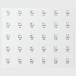 Afstuderen Naam toevoegen Monogram Groen Roze Eenv Cadeaupapier