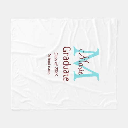 Afstuderen Naam toevoegen Monogram Groen Roze Eenv Fleece Deken (Voorkant (Horizontaal))