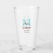 Afstuderen Naam toevoegen Monogram Groen Roze Eenv Glas (Achterkant)