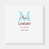 Afstuderen Naam toevoegen Monogram Groen Roze Eenv Magneet (Voorkant)
