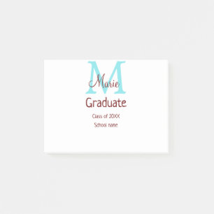Afstuderen Naam toevoegen Monogram Groen Roze Eenv Post-it® Notes
