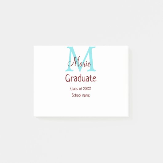 Afstuderen Naam toevoegen Monogram Groen Roze Eenv Post-it® Notes (Voorkant)
