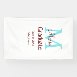 Afstuderen Naam toevoegen Monogram Groen Roze Eenv Spandoek