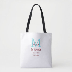 Afstuderen Naam toevoegen Monogram Groen Roze Eenv Tote Bag
