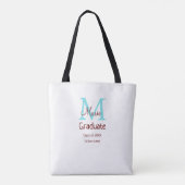 Afstuderen Naam toevoegen Monogram Groen Roze Eenv Tote Bag (Achterkant)