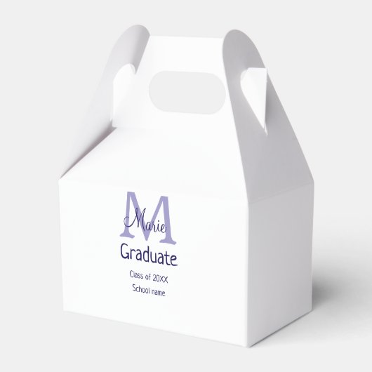 Afstuderen Naam toevoegen Monogram paarse Simple M Bedankdoosjes (Voorkant Zijde)