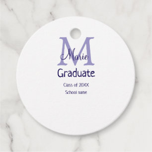 Afstuderen Naam toevoegen Monogram paarse Simple M Bedankjes Labels