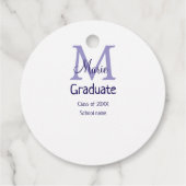 Afstuderen Naam toevoegen Monogram paarse Simple M Bedankjes Labels (Achterkant)