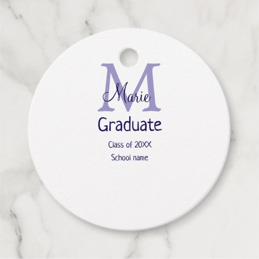 Afstuderen Naam toevoegen Monogram paarse Simple M Bedankjes Labels (Voorkant)