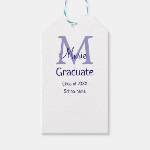Afstuderen Naam toevoegen Monogram paarse Simple M Cadeaulabel