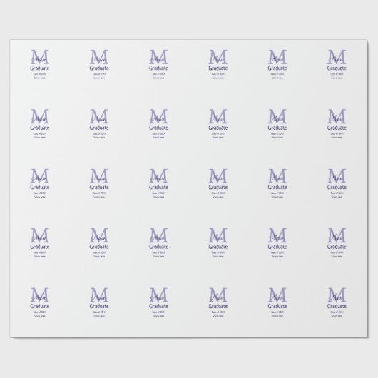 Afstuderen Naam toevoegen Monogram paarse Simple M Cadeaupapier (Vlak)